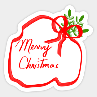 Merry Christmas Bow and Sprigs Sticker